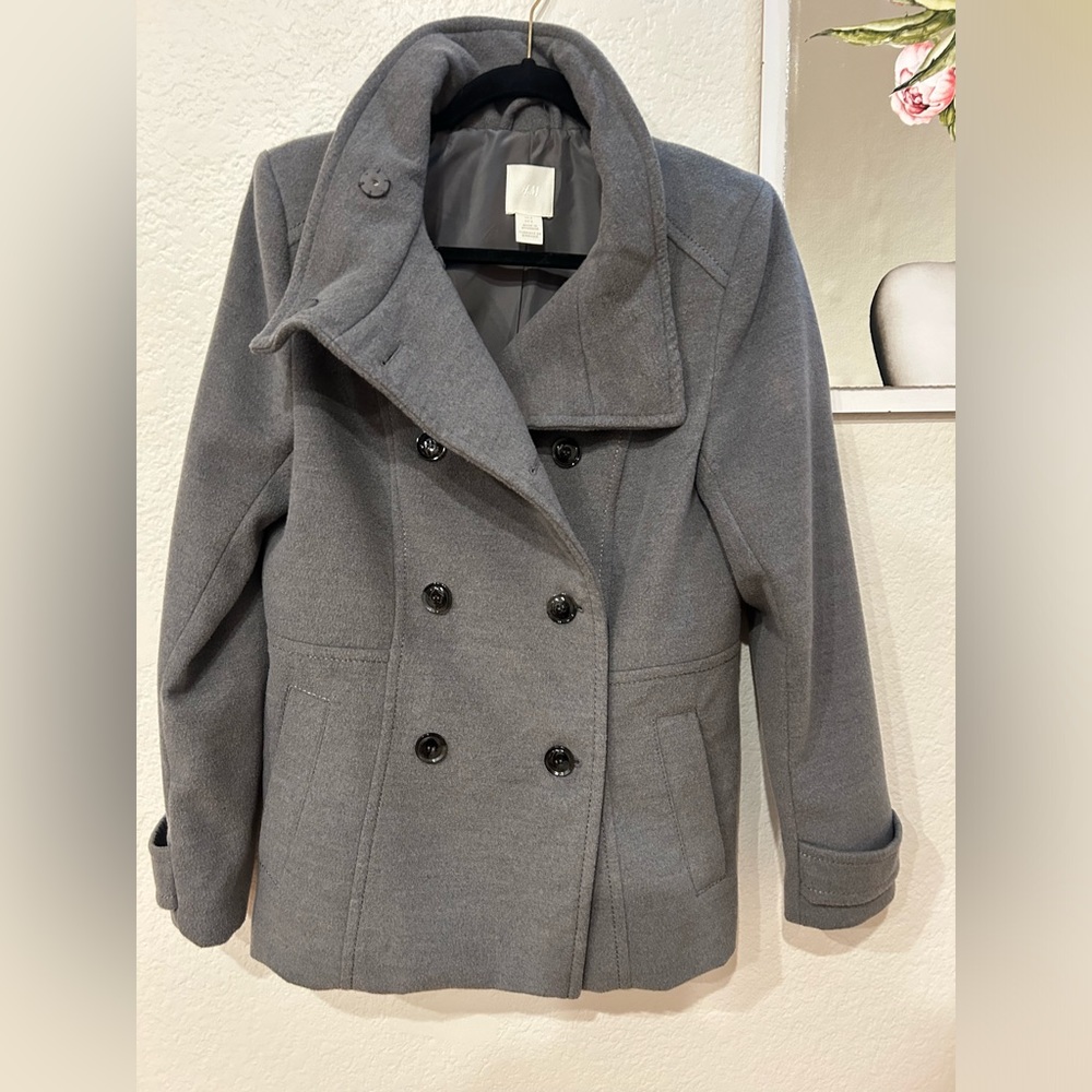 Gray Pea Coat - H&M